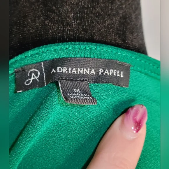 Adrianna Papell Vibrant Green Ruffle Blouse - Picture 4 of 6